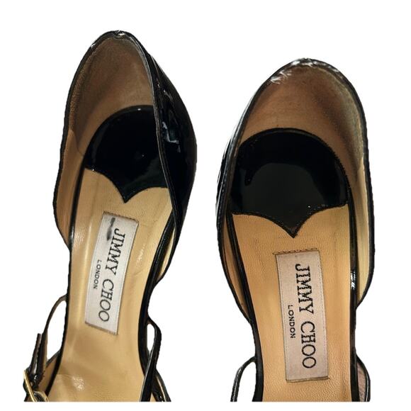 Jimmy Choo Patent Mary Jane Leather Peep Toe Stiletto Black Heels EU 37 - Picture 3 of 13
